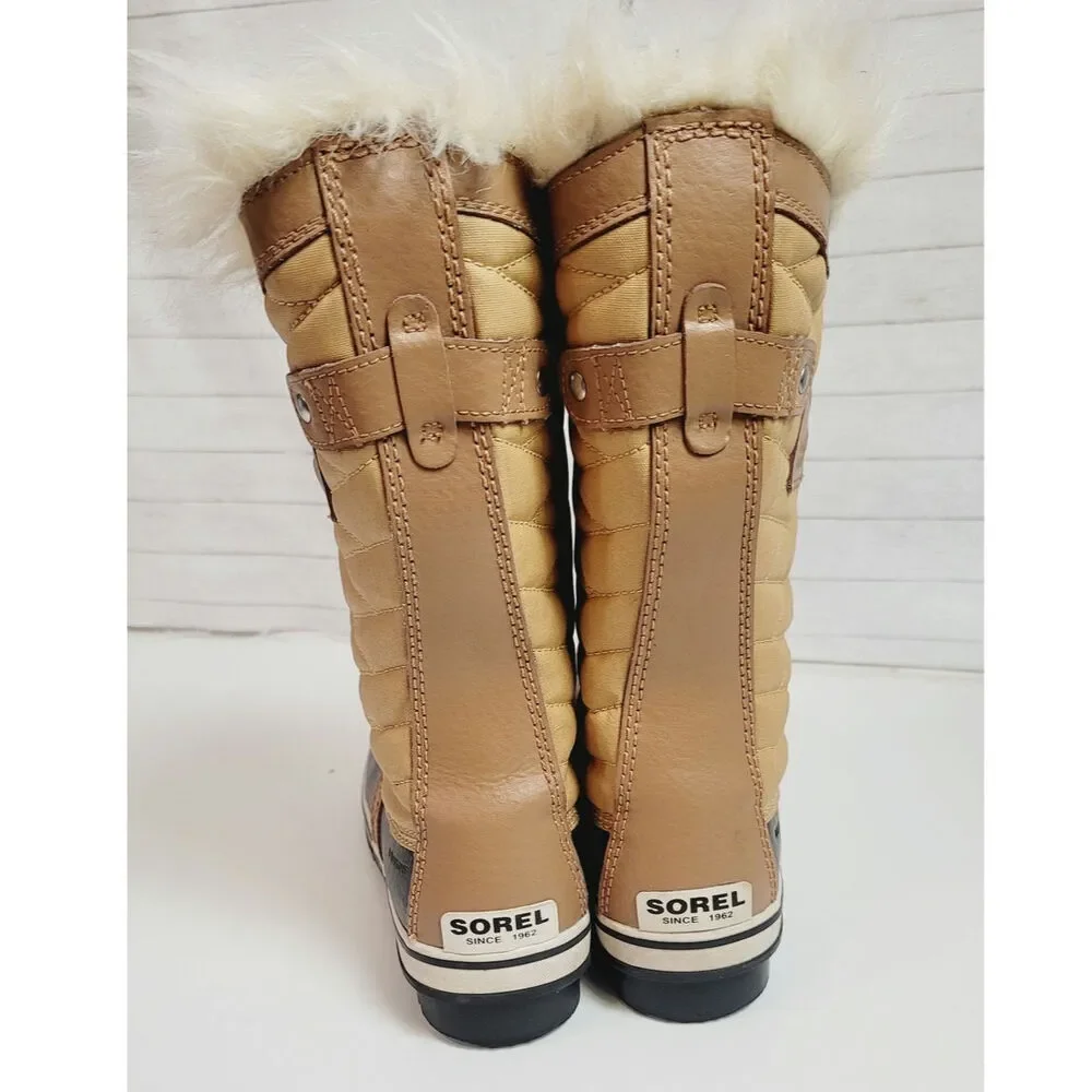 Sorel Tofino II Lace Up Snow Boot in Elk Curry w Faux Fur Trim, sz 7